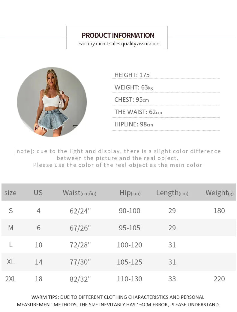 Denim High Waist Loose Tassel Shorts