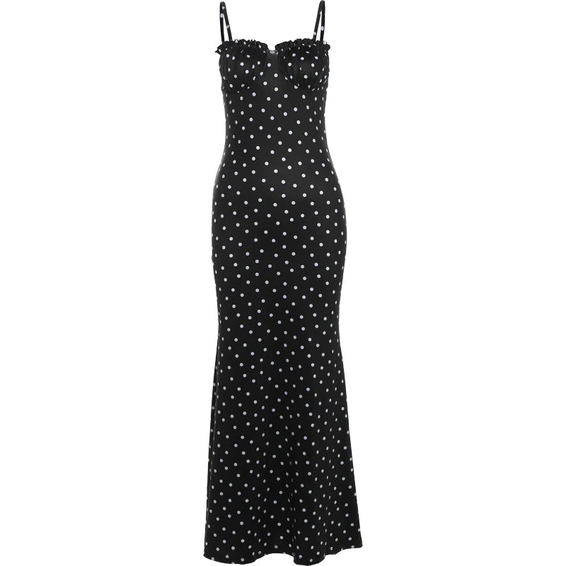 Vivien Polka Dots Print Spaghetti Strap Dress