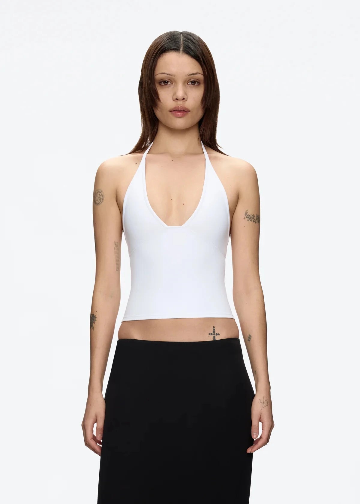 Tank triangle cup halter neck v-neck vest
