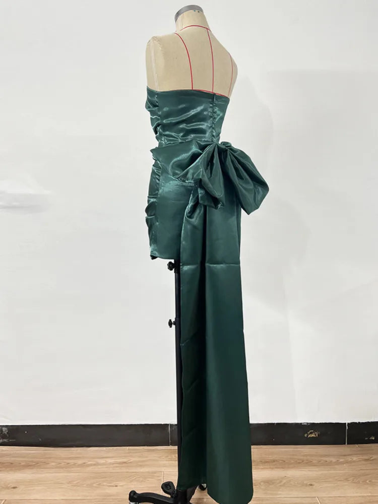 Elegant Party Backless Bow Maxi Dress