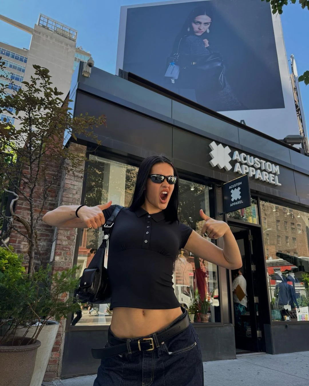 Black Polo Collar Slim Top