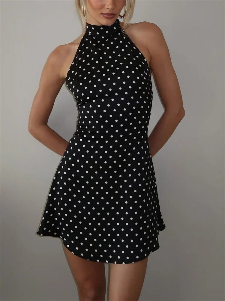 Backless Lace-Up Mini Dress