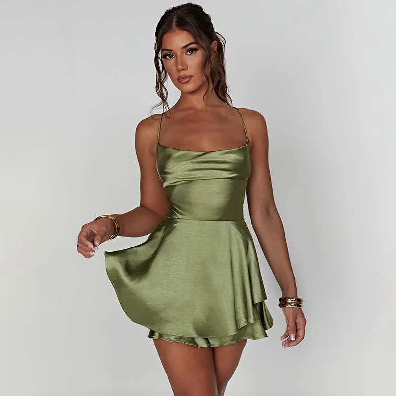 Bimini Satin Pleated Mini Dress