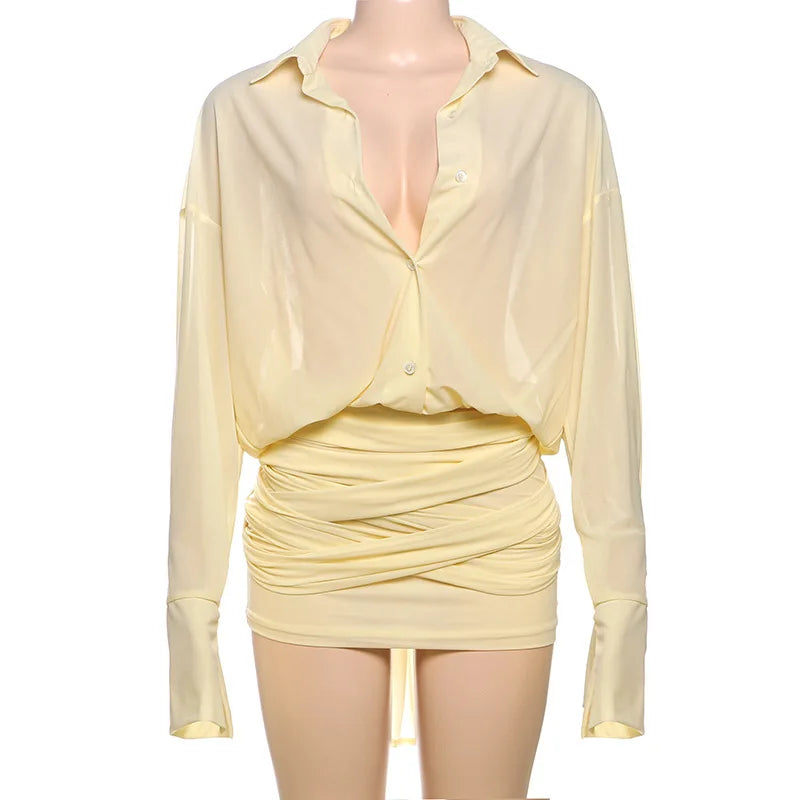 Gowl See Through Shirt Mini Dress