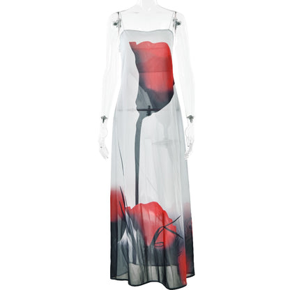 Chiffon Floral Design Maxi Dress