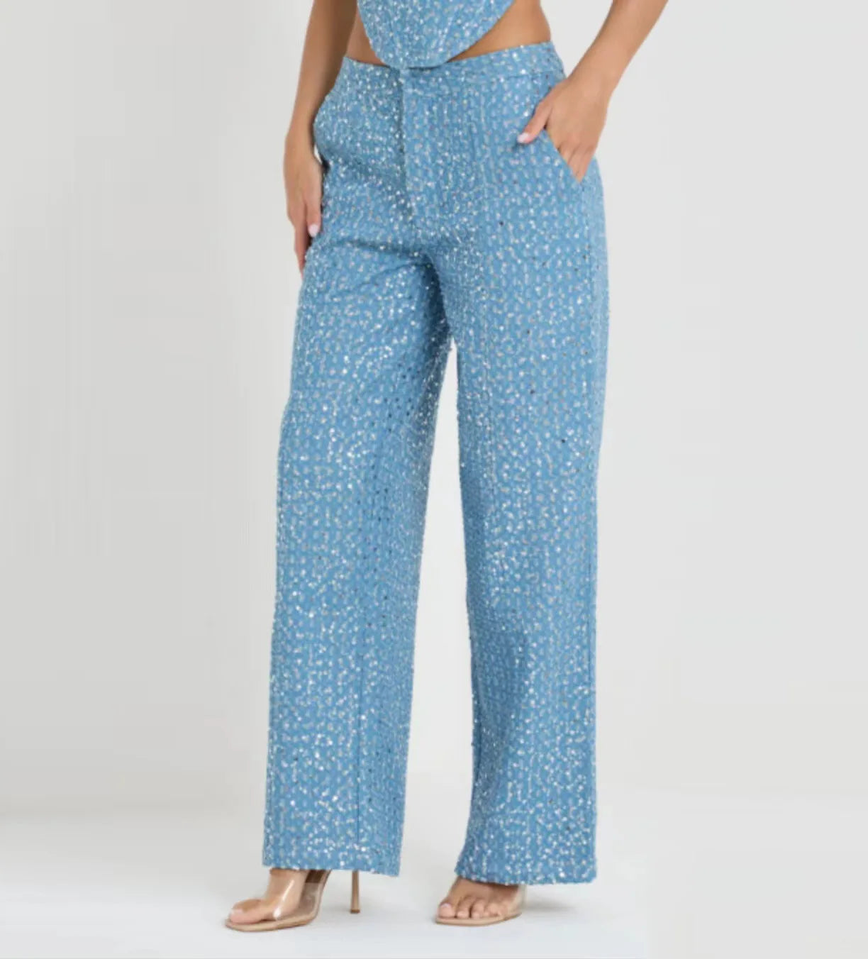 BKN Sequin Denim Two Piece Club Outfits