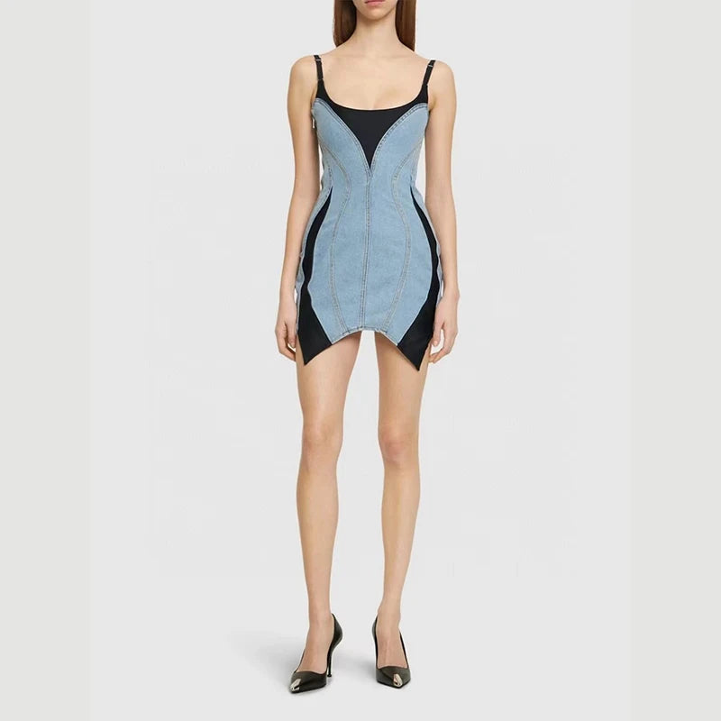 Isabel Denim/Cotton Halter Mini Dress