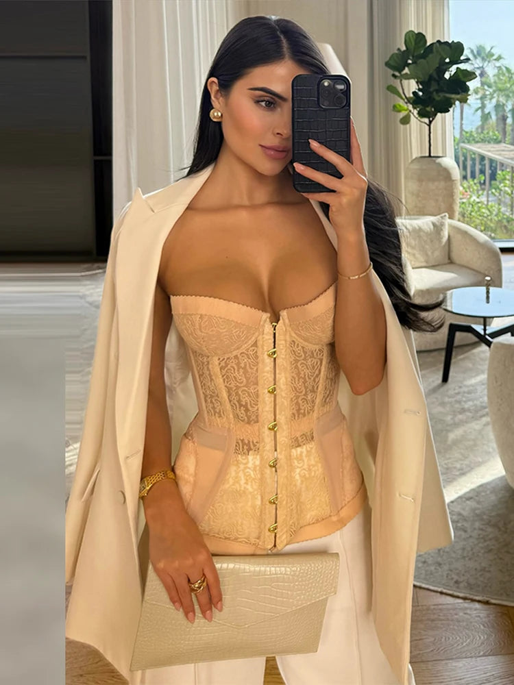 Lace Vest Slim See Through Party tank Top