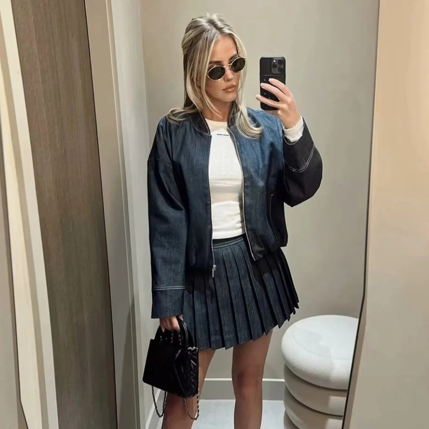 Skirt & Denim Jacket 2 Pieces Set