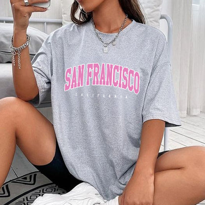 San Francisco Letter Graphic Drop Shoulder Longline T-shirt
