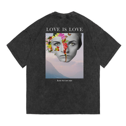 Love is Love Washed Men New T Shirt Vintage Unisex Original Design