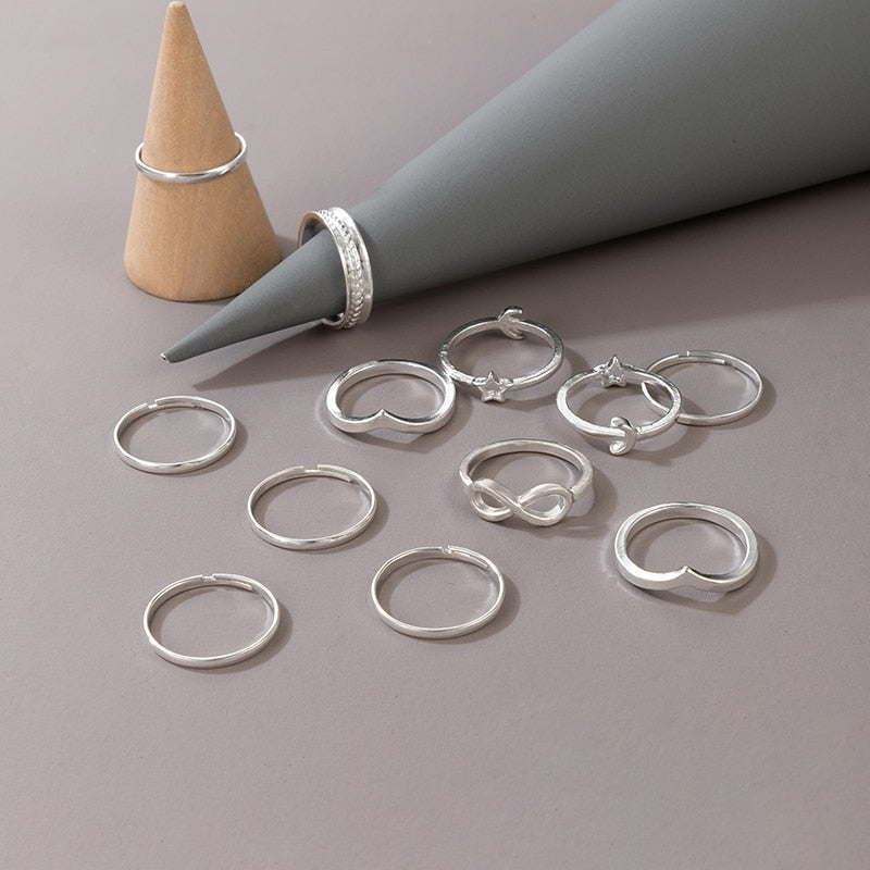 12 Piece Moon Ring Sets