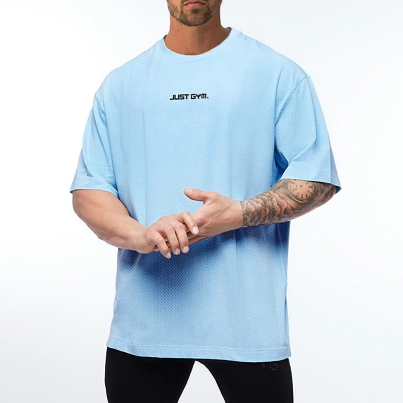 Muscleguys Just Gym Clothing Mesh Fitness Mens Oversized Shirt