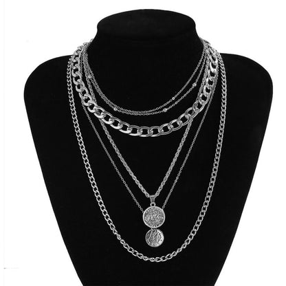 IngeSight.Z Punk Jewellery Multi Layer Curb Cuban Chunky Thick Portrait Choker Necklace Women