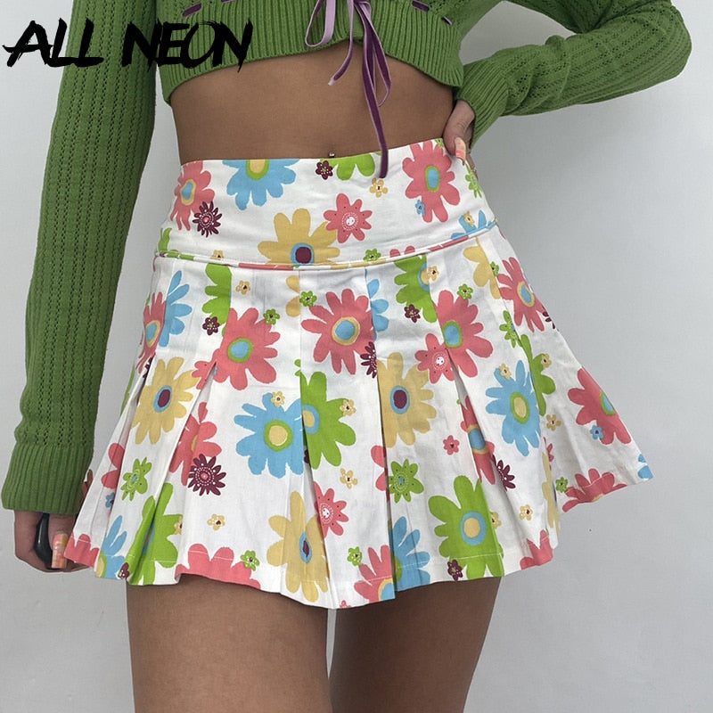 Baby 90s Floral Pleated Skirt