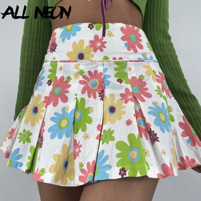 Baby 90s Floral Pleated Skirt