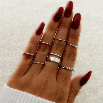 Punk Twist Joint Rings Set for Women Fashion Irregular Geometric Finger Ring Gold Silver Color Open Rings